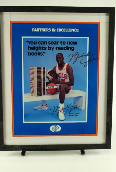 Michael Jordan Rare Rookie Era Signature on Framed Poster
